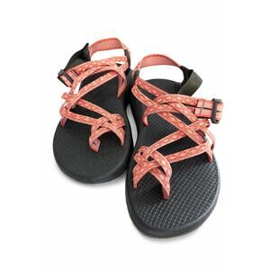 Chaco Women Sz 8 Sport Sandals Coral Black Strappy Gorpcore Hiking Water Camping